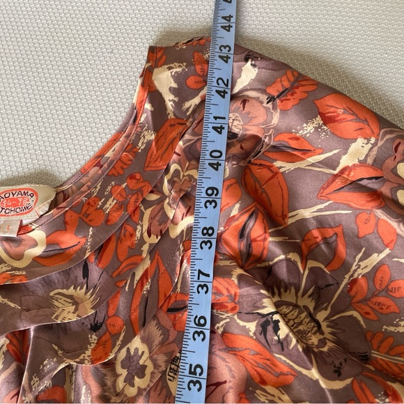 Aoyama Itchome Silk Multicolor Floral Print Midi Dress Size Large - Picture 5 of 7